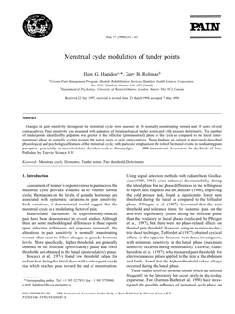 Menstrual Cycle Modulation of Tender Points