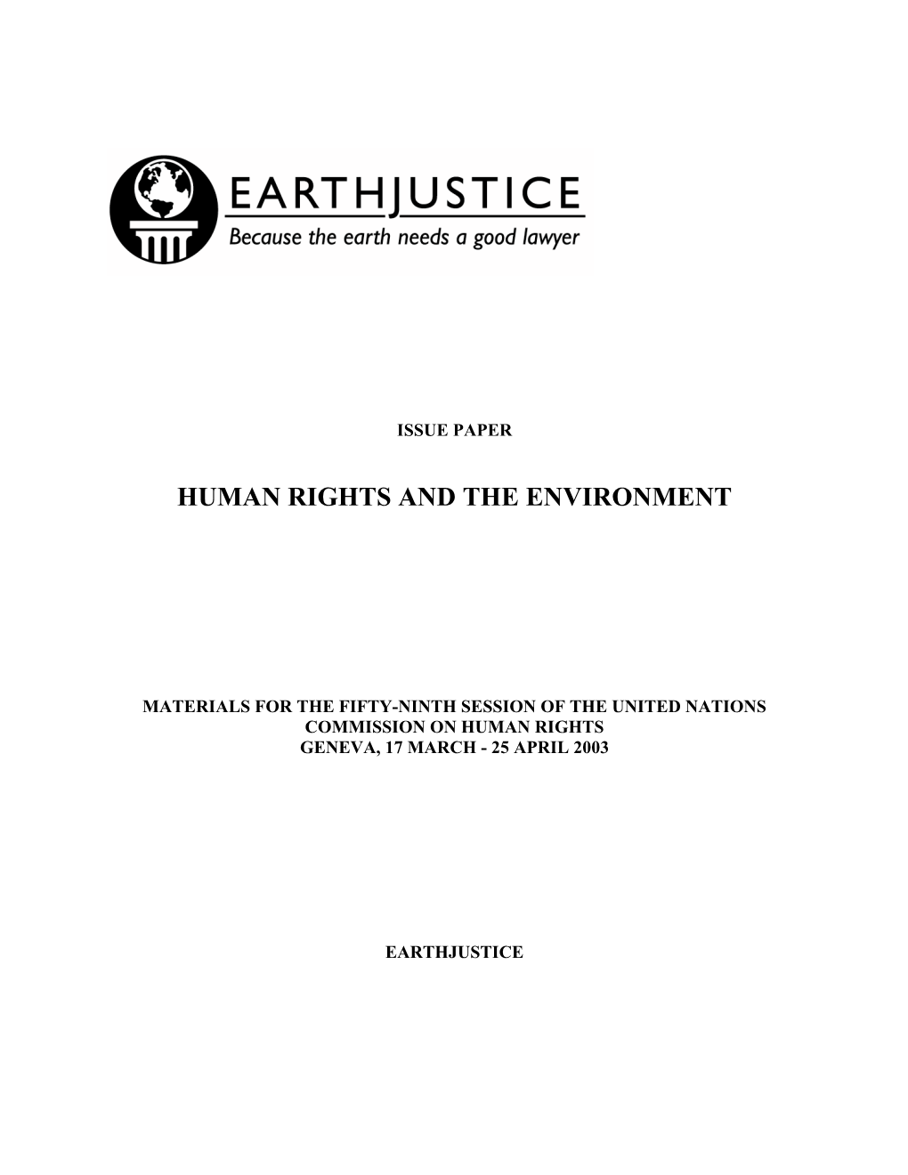 Human Rights and the Environment