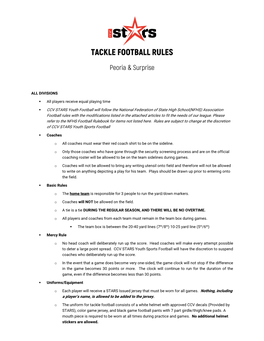 STARS Flag Football Rules