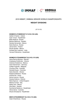 2019 Immaf | Wmmaa Senior World Championships