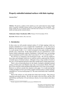 Properly Embedded Minimal Surfaces with Finite Topology