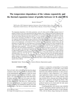 The Temperature–Dependence of the Volume Expansivity and the Thermal Expansion Tensor of Petalite Between 4.2 K and 600 K