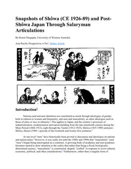 And Post-Shôwa Japan Through Salaryman Articulations