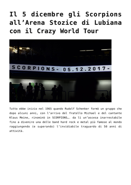 Arena Stozice Di Lubiana Con Il Crazy World Tour