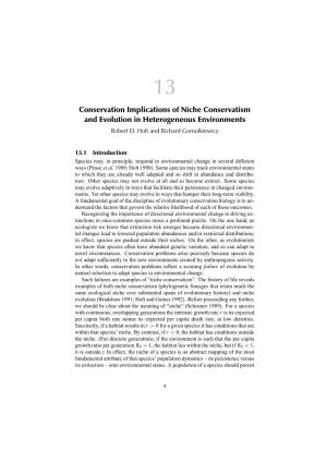 Conservation Implications of Niche Conservatism and Evolution in Heterogeneous Environments Robert D