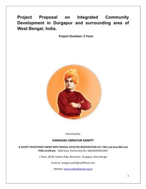 Project Proposal on Integrated Community Development in Durgapur and Surrounding Area of West Bengal, India