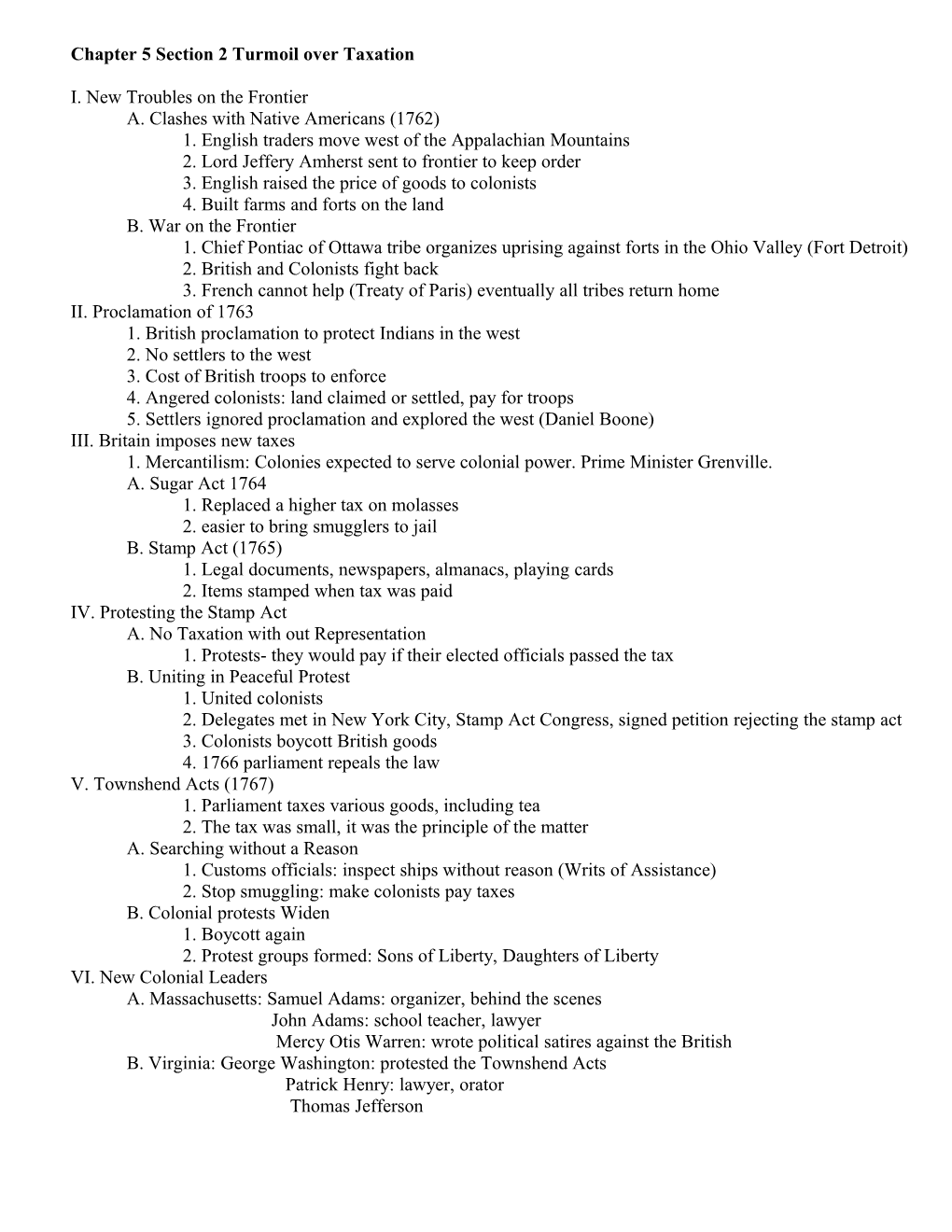 Chapter 5 Section 2 Turmoil Over Taxation