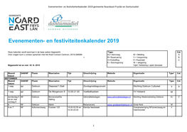 Evenementen- En Festiviteitenkalender 2019 Gemeente Noardeast-Fryslân En Dantumadiel