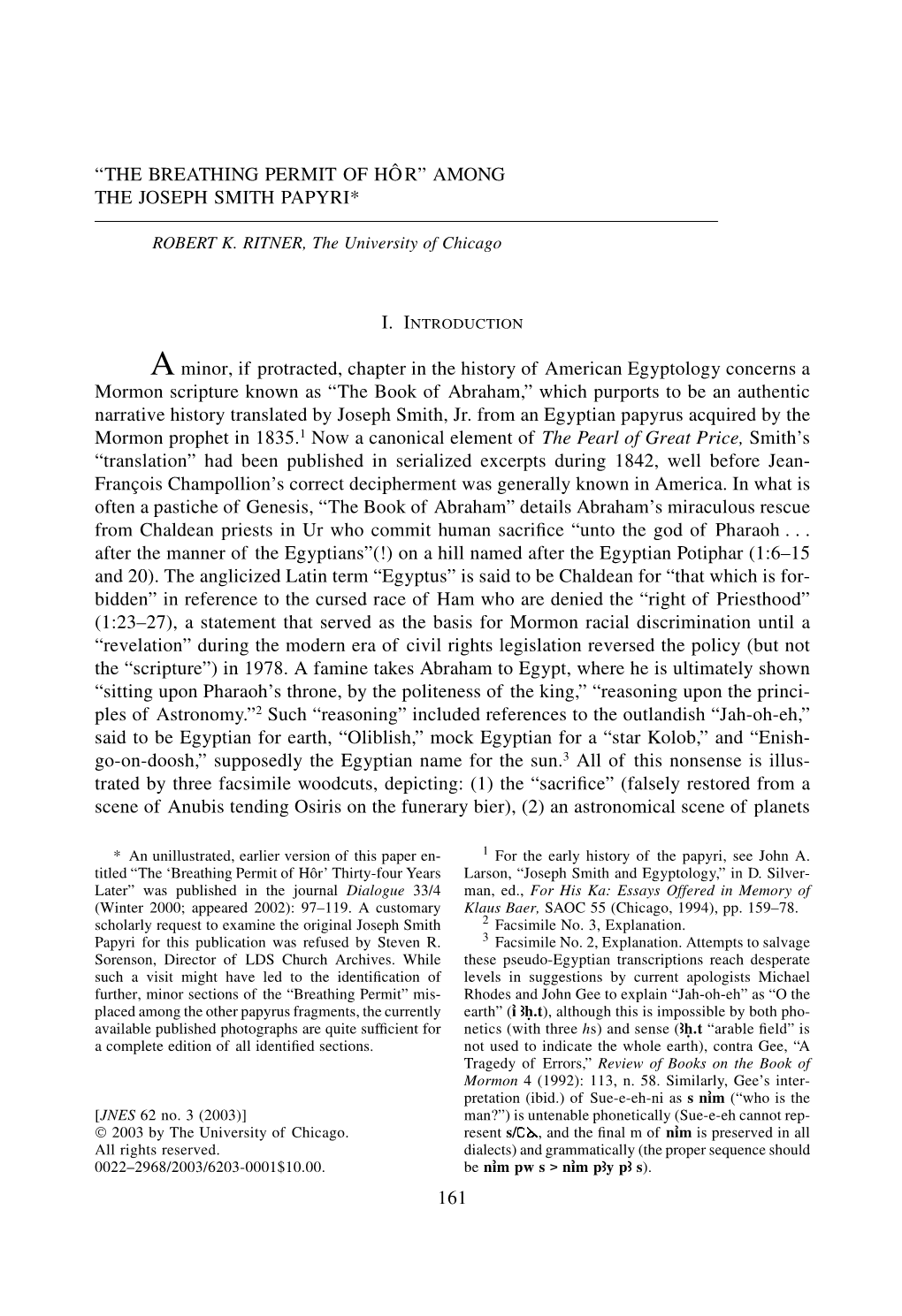 The Breathing Permit of Hôr” Among the Joseph Smith Papyri*