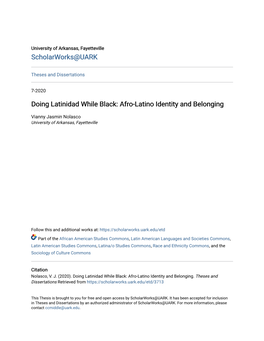 Afro-Latino Identity and Belonging