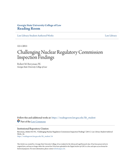 Challenging Nuclear Regulatory Commission Inspection Findings Robert M
