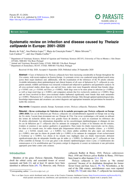 Systematic Review on Infection and Disease Caused by Thelazia Callipaeda in Europe: 2001–2020