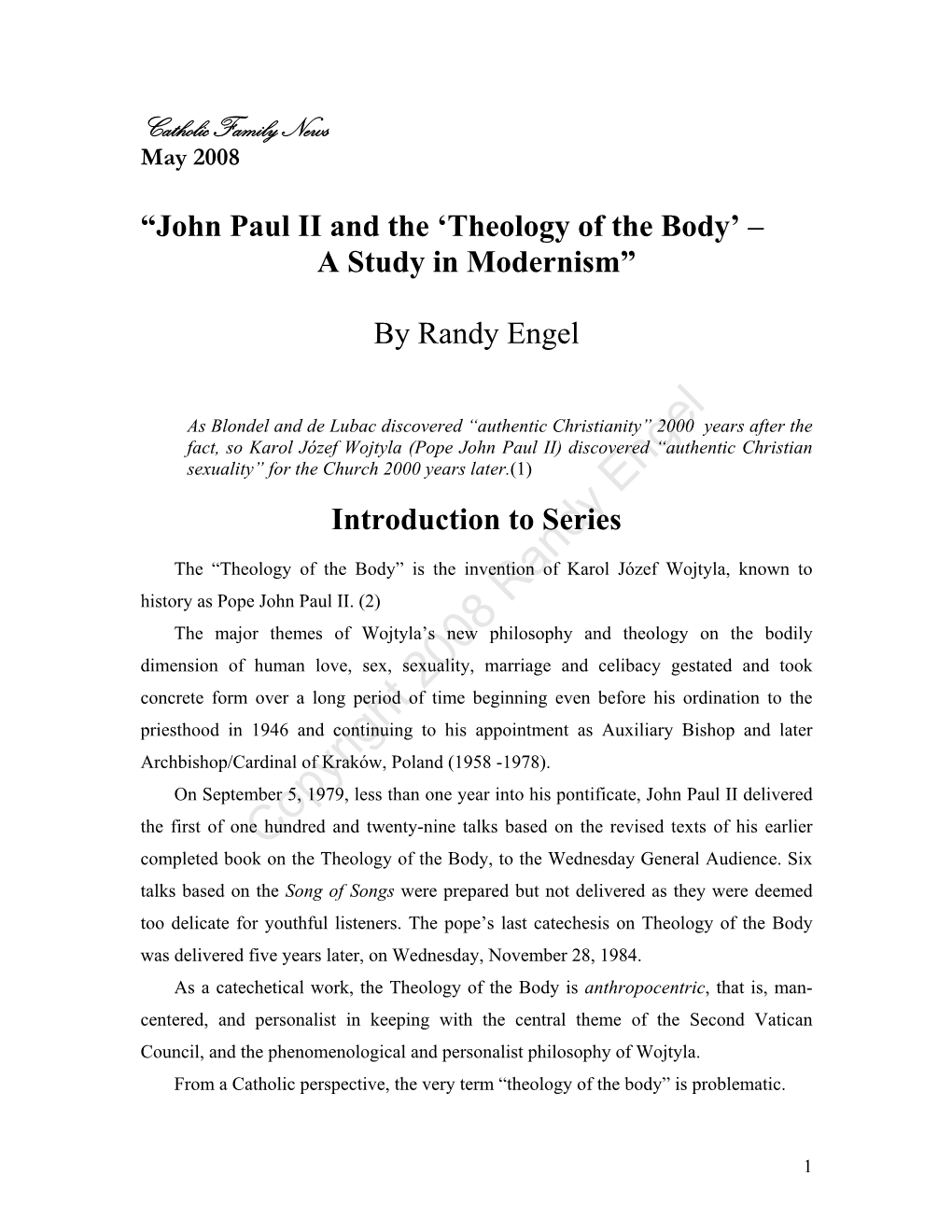 “'The Theology of the Body'