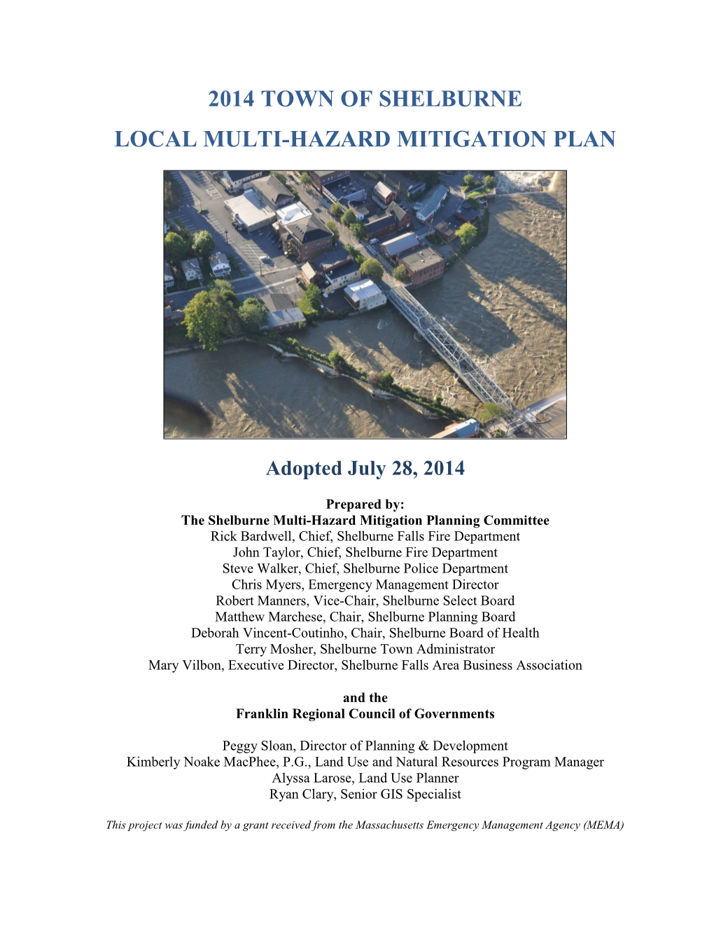 2014 Town of Shelburne Local Multi-Hazard Mitigation Plan