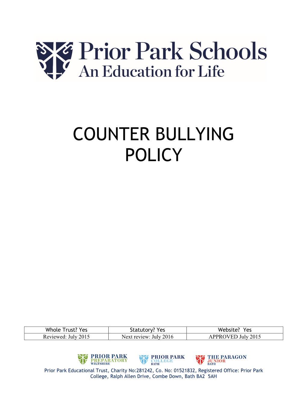 Counter Bullying Policy