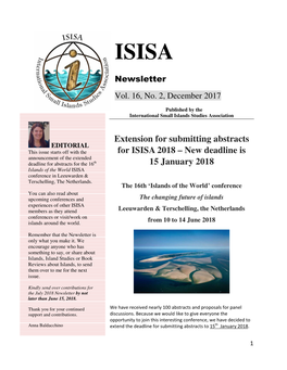 Extension for Submitting Abstracts for ISISA 2018 – New Deadline Is 15