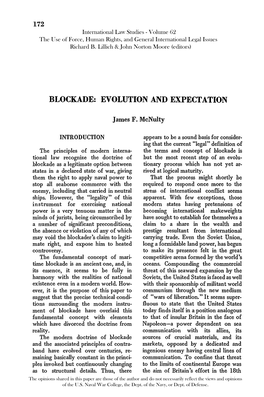Blockade: Evolution and Expectation