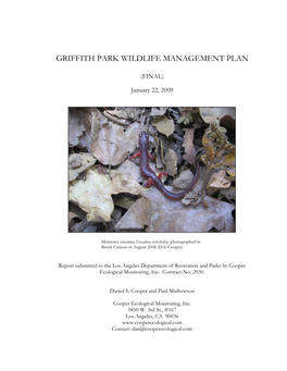 Griffith Park Wildlife Management Plan