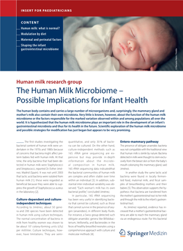 The Human Milk Microbiome – Possible Implications for Infant Health