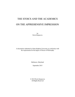 The Stoics and the Academics on the Apprehensive Impression