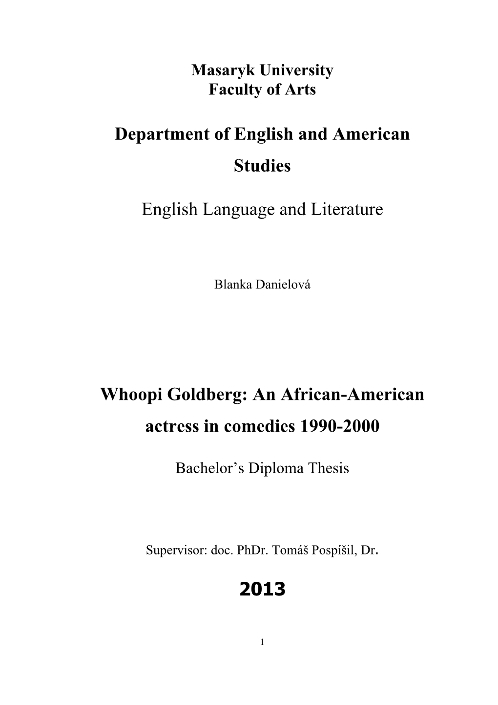 Whoopi Goldberg: an African-American Actress in Comedies 1990-2000