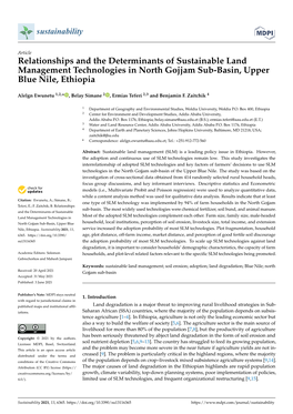Relationships and the Determinants of Sustainable Land Management Technologies in North Gojjam Sub-Basin, Upper Blue Nile, Ethiopia