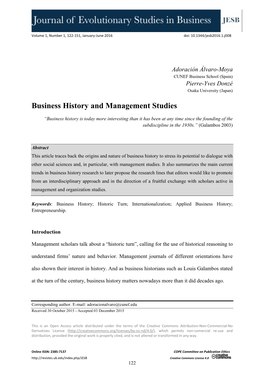 Business History and Management Studies