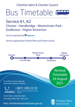 Service 61 and 62 Timetable