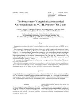 The Syndrome of Congenital Adrenocortical Unresponsiveness to AGTH