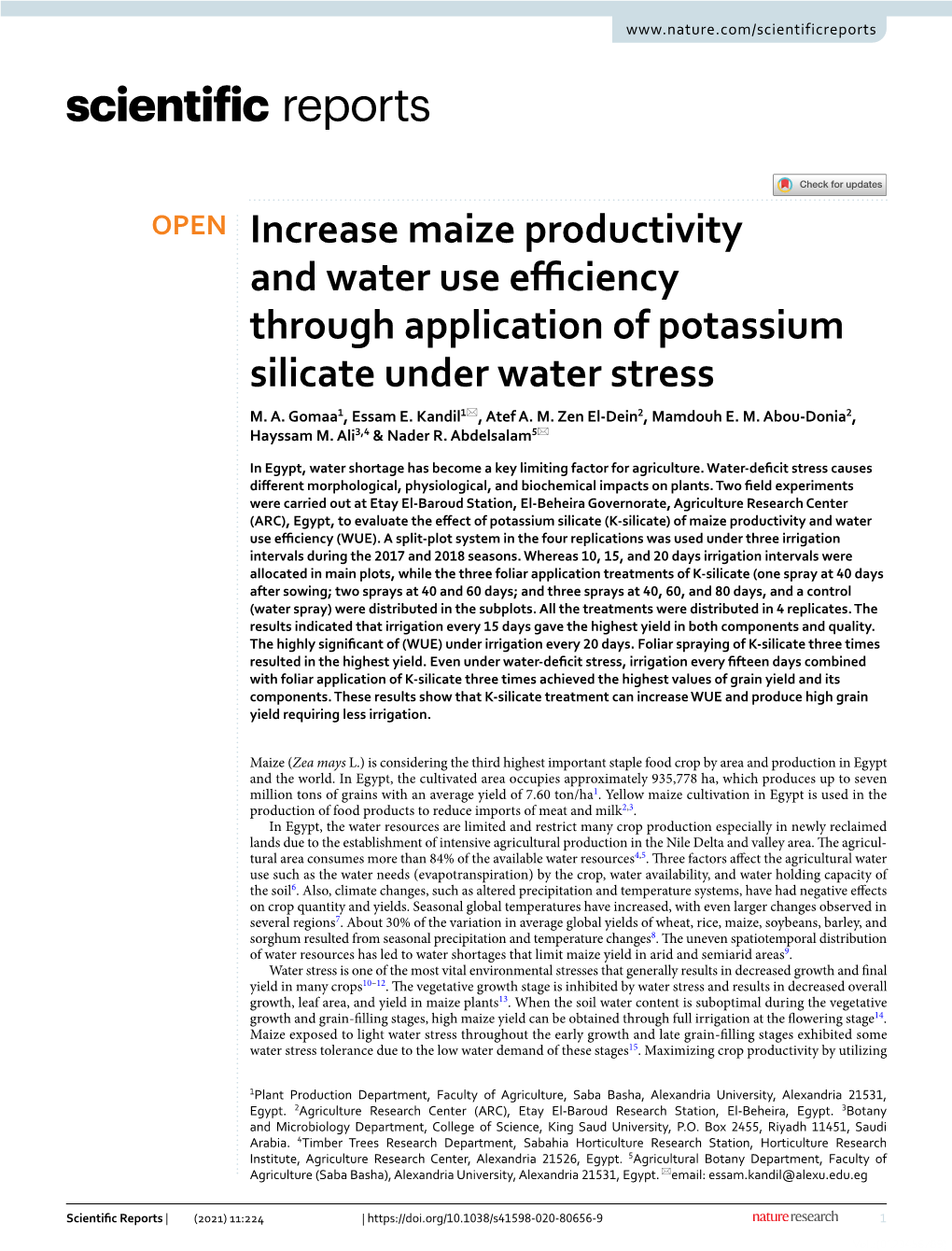 Increase Maize Productivity and Water Use Efficiency Through Application Of