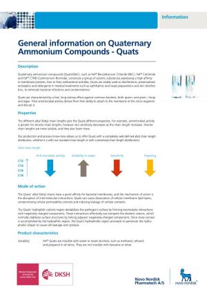 General Information on Quaternary Ammonium Compounds - Quats