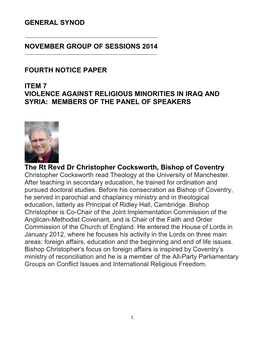 General Synod November Group of Sessions 2014
