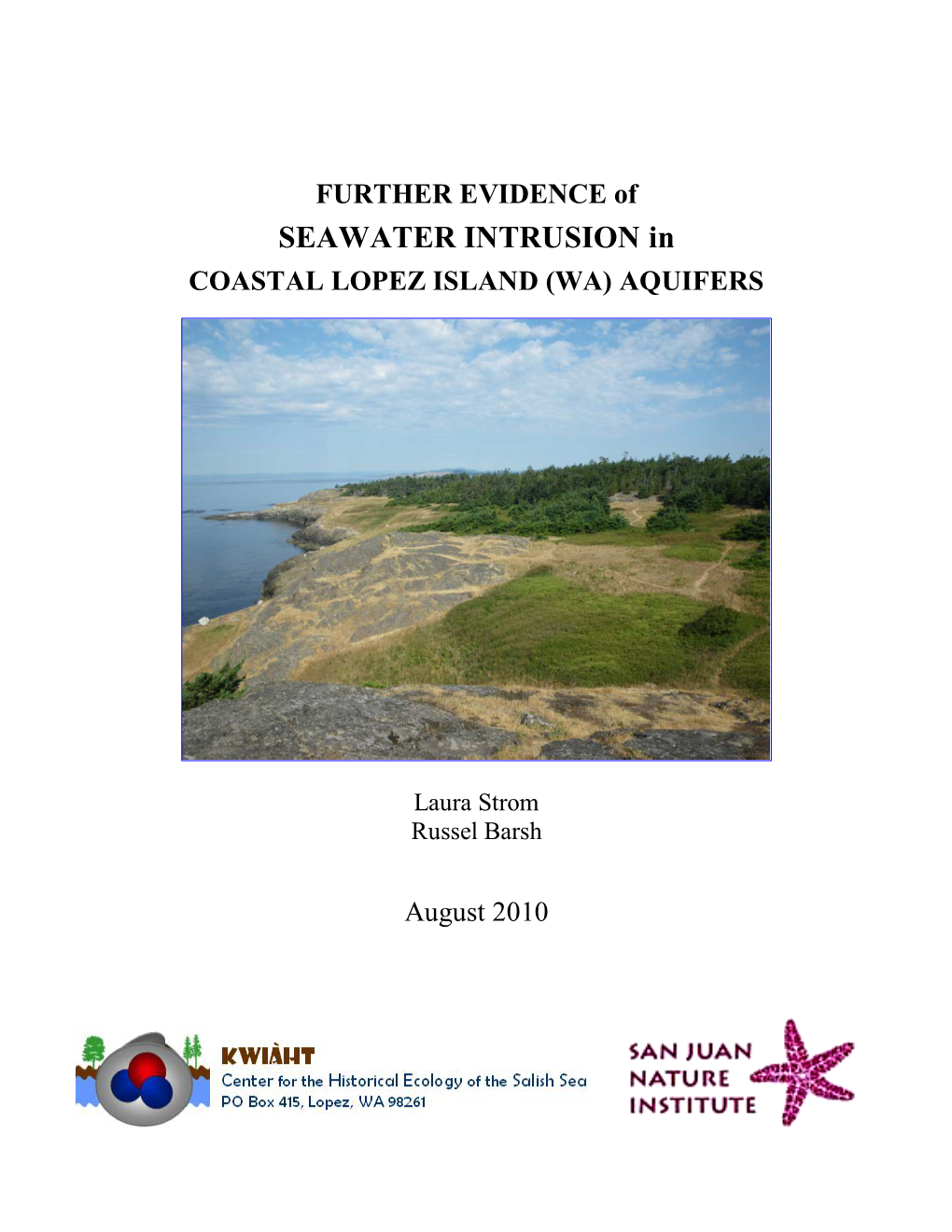 SEAWATER INTRUSION in COASTAL LOPEZ ISLAND (WA) AQUIFERS