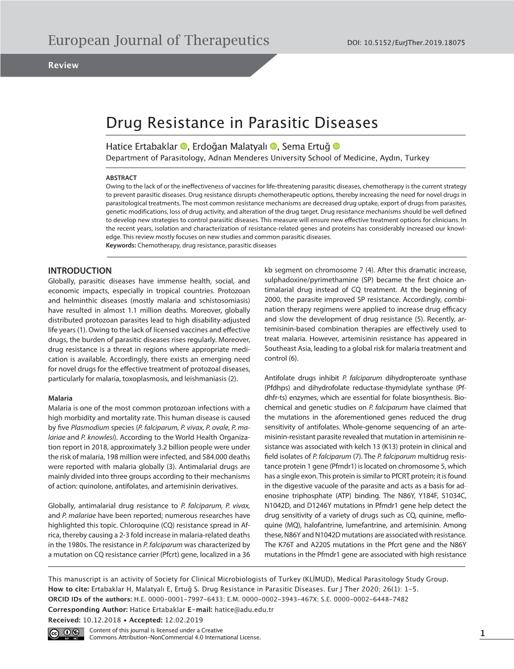 Drug Resistance in Parasitic Diseases