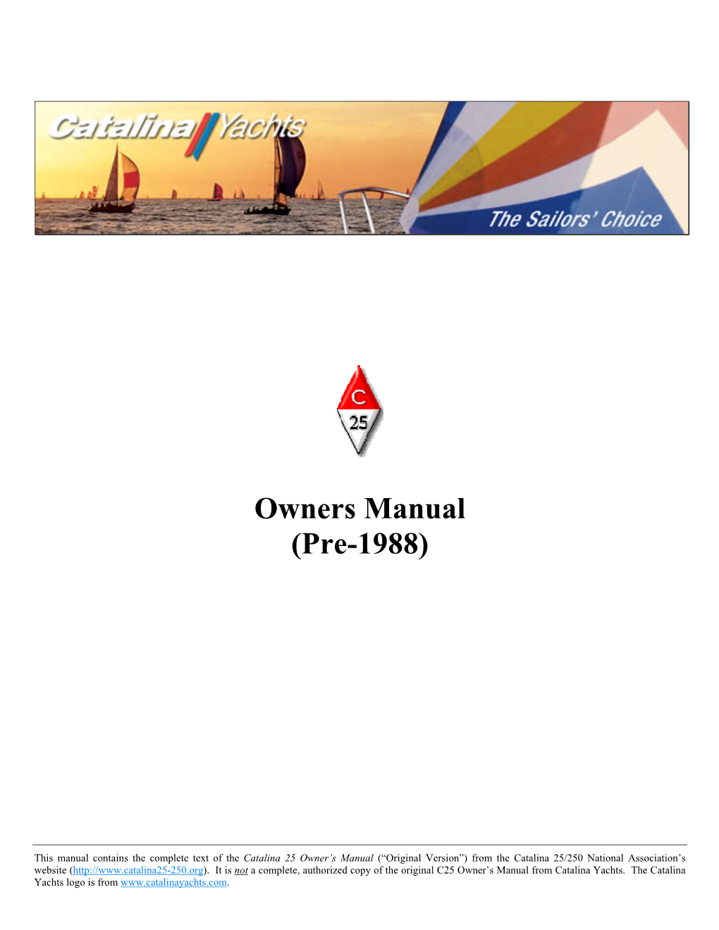 Owners Manual (Pre-1988)