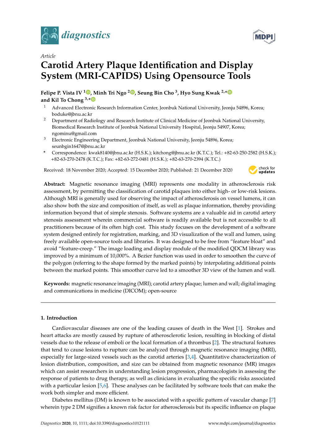 Carotid Artery Plaque Identification and Display System (MRI