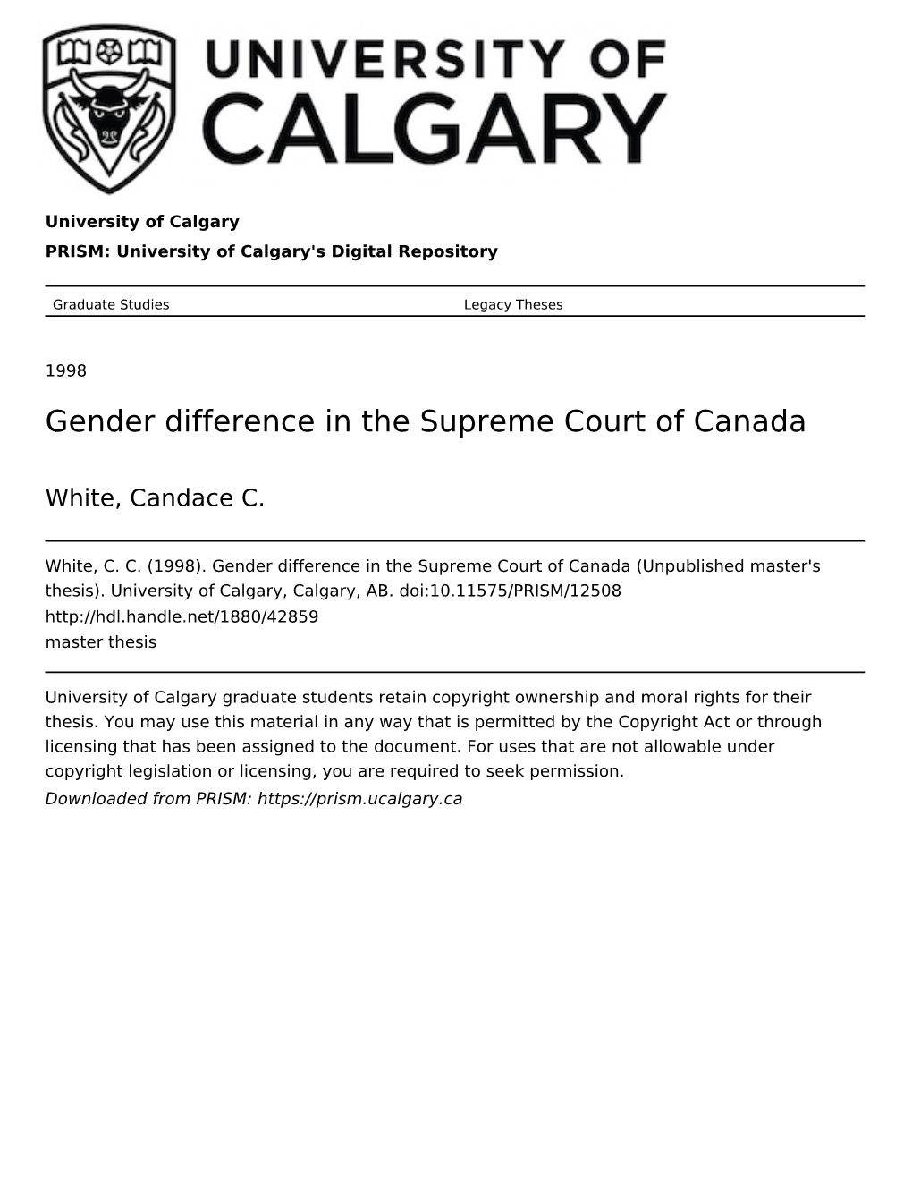 Gender Difference in the Supreme Court of Canada