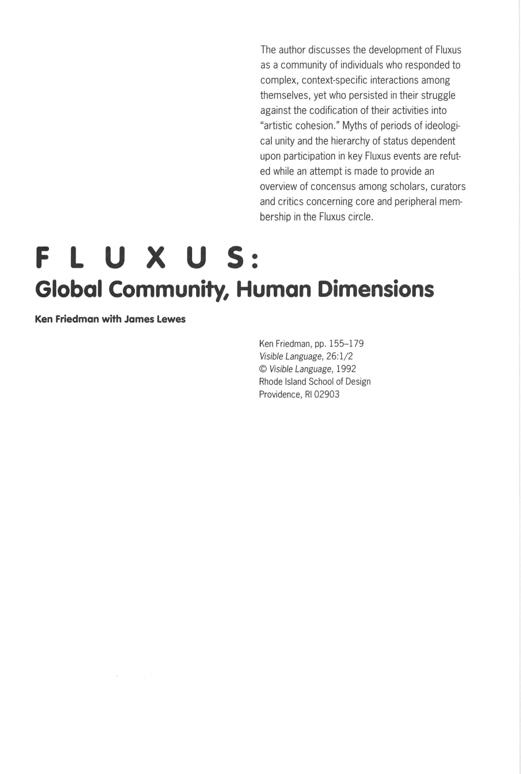 Global Community, Human Dimensions