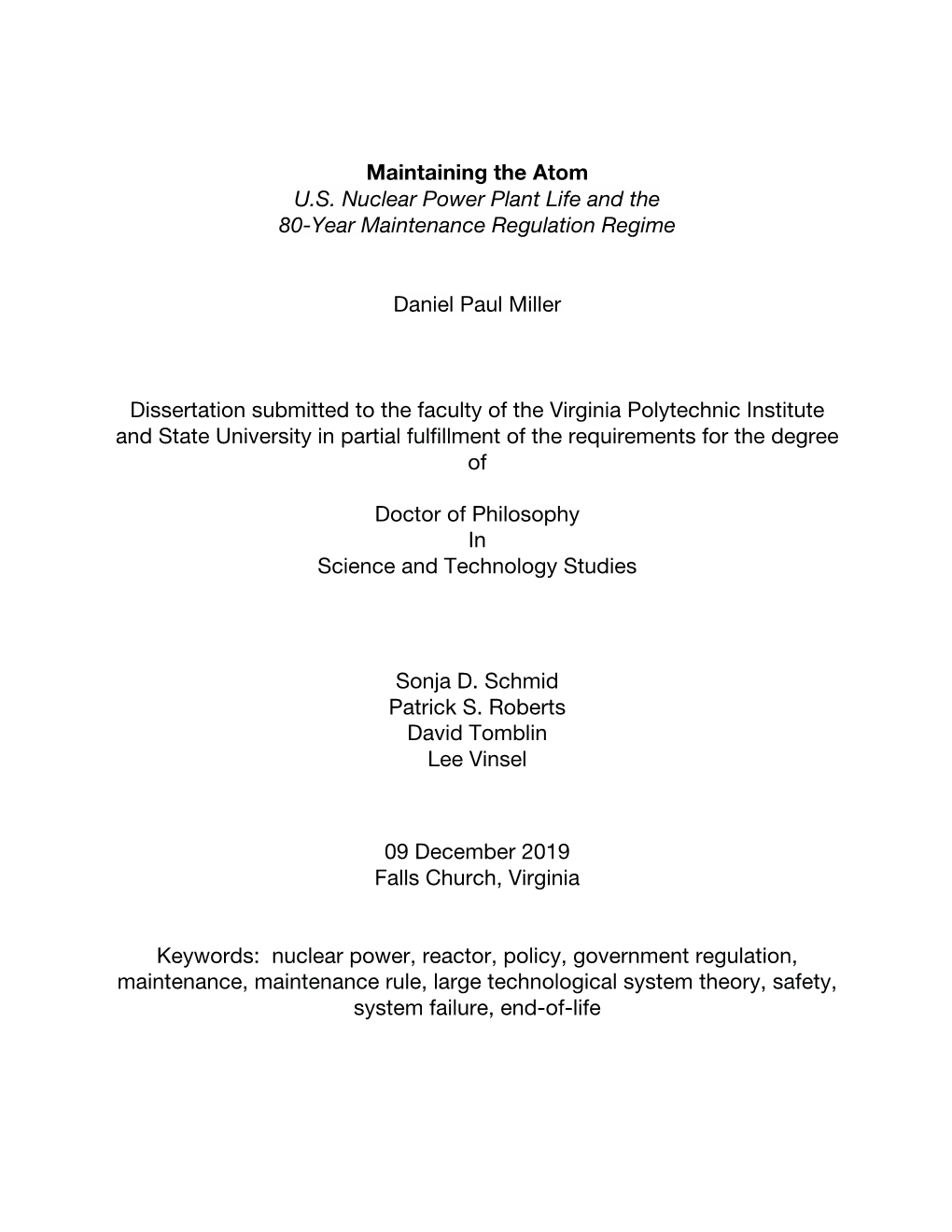 Maintaining the Atom U.S. Nuclear Power Plant Life and the 80-Year Maintenance Regulation Regime