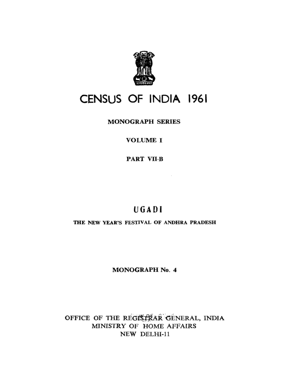 Monograph Series, Ugadi, Part VII-B, Vol-I