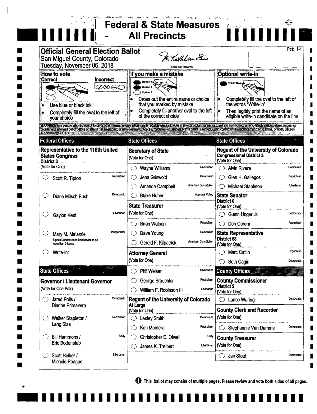 2018 General Election Sample Ballot