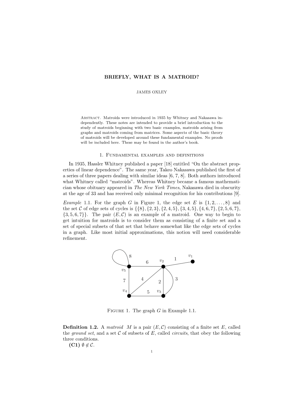 Briefly, What Is a Matroid?