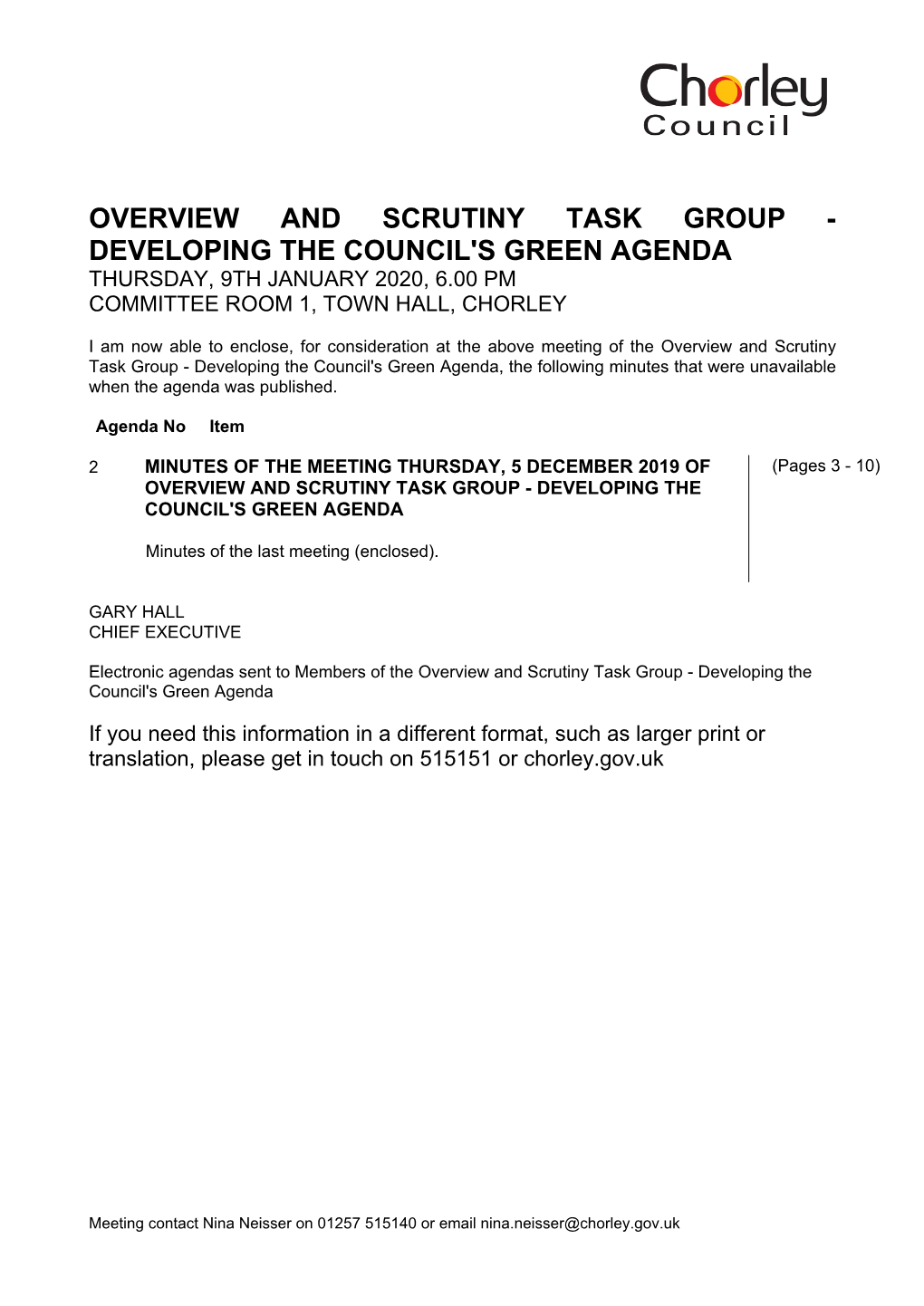 Developing the Council's Green Agenda, 09/0