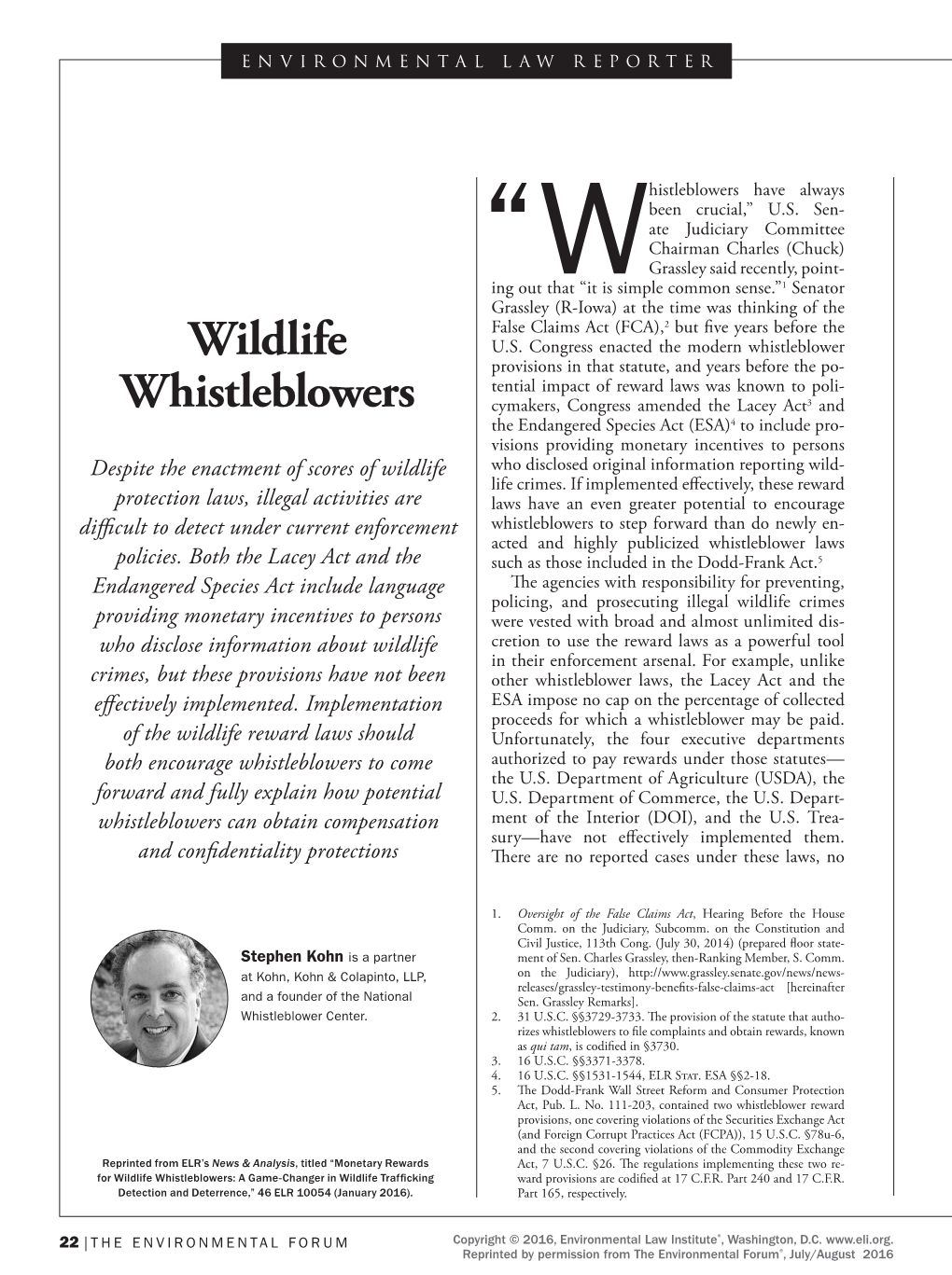 Monetary Rewards for Wildlife Whistleblowers