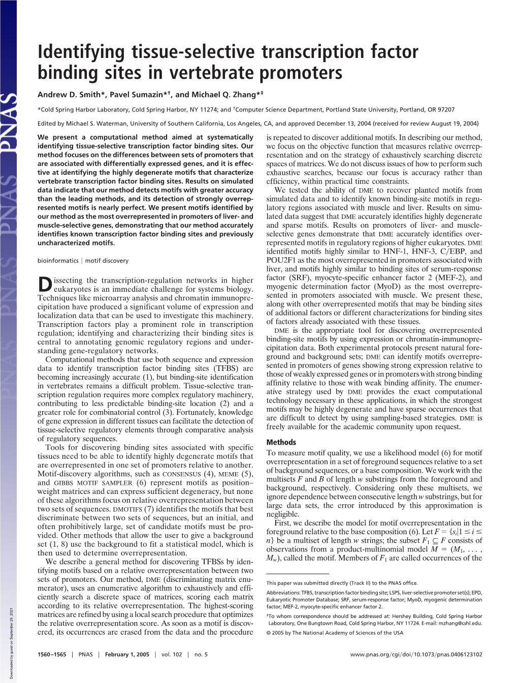 Identifying Tissue-Selective Transcription Factor Binding Sites in Vertebrate Promoters