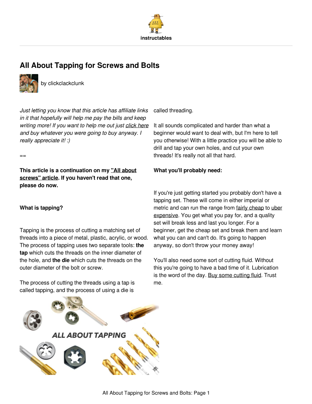 All About Tapping for Screws and Bolts