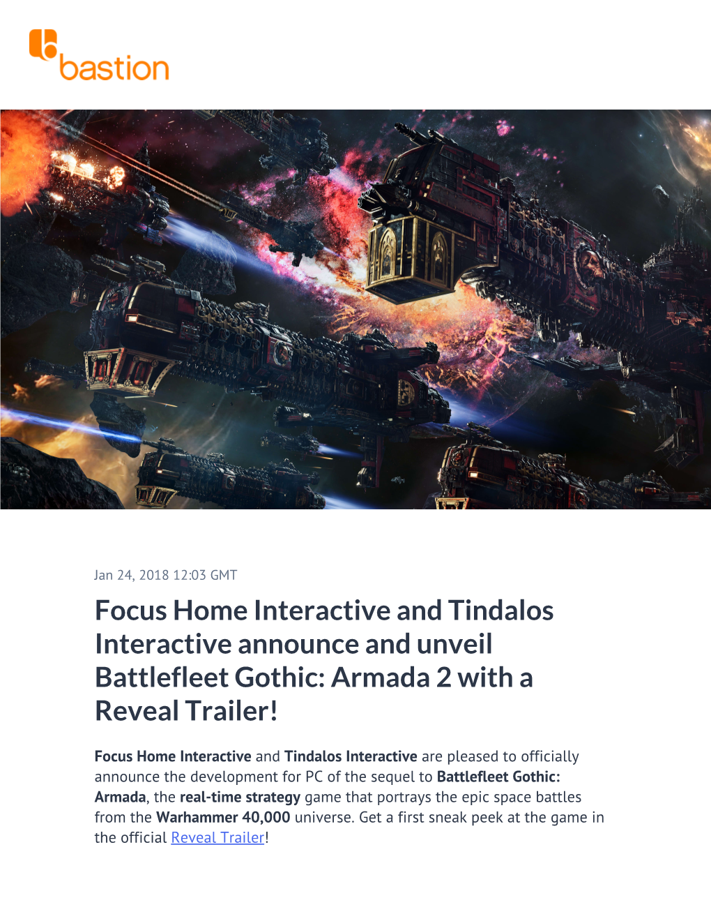Focus Home Interactive and Tindalos Interactive Announce and Unveil Battlefleet Gothic: Armada 2 with a Reveal Trailer!