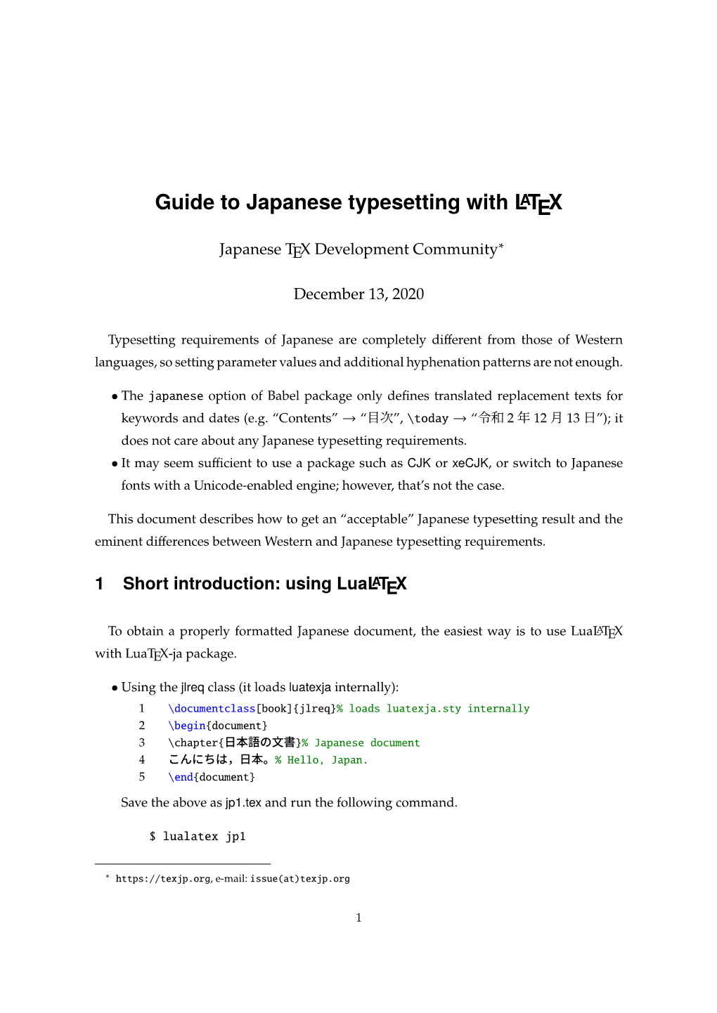 Guide to Japanese Typesetting with LATEX