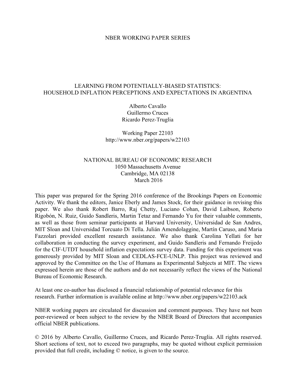 Household Inflation Perceptions and Expectations in Argentina