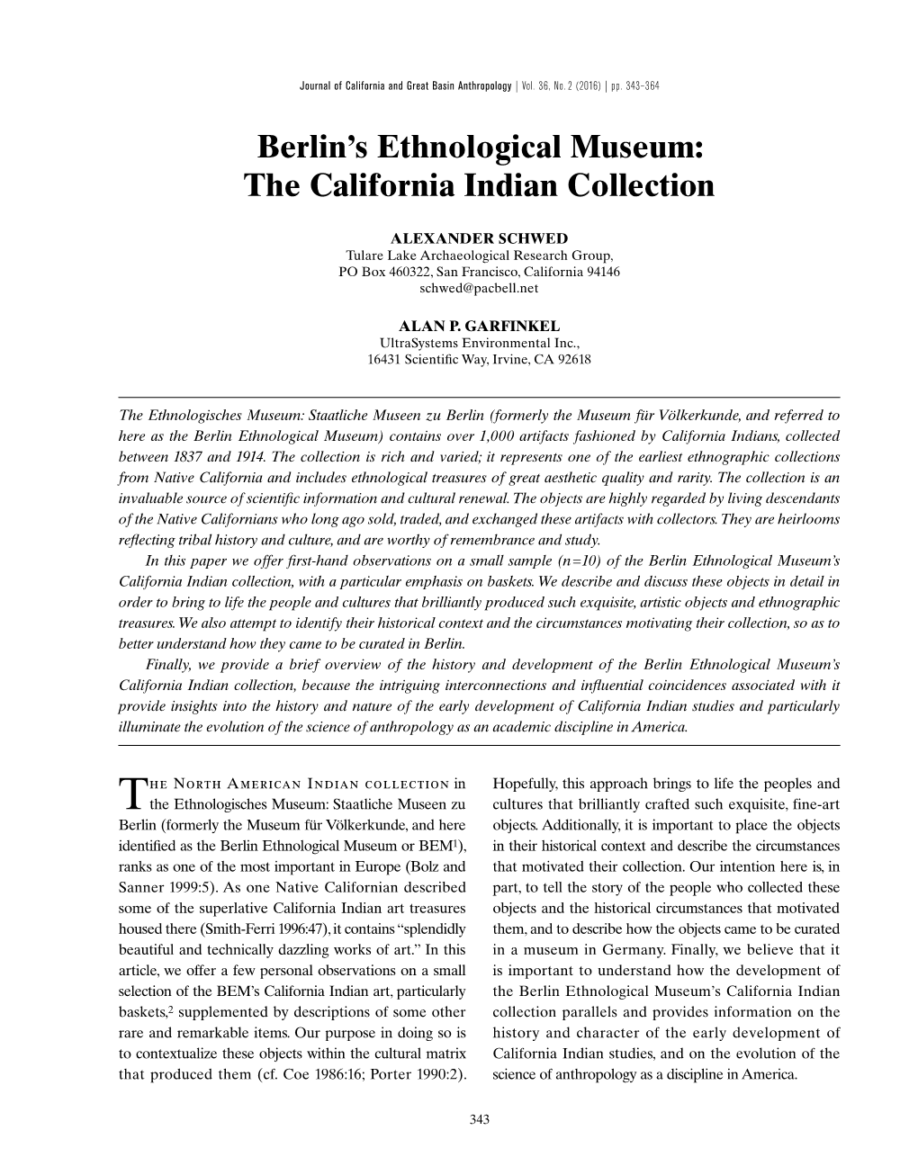 Berlin's Ethnological Museum: the California Indian Collection